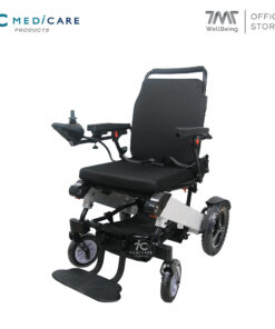 รถเข็นอะลูมิเนียมไฟฟ้า วิ่งได้ไกล แบตเตอร์รี่ถอดได้ เบาะนั่งสบาย มีรีโมทบลูทูธ